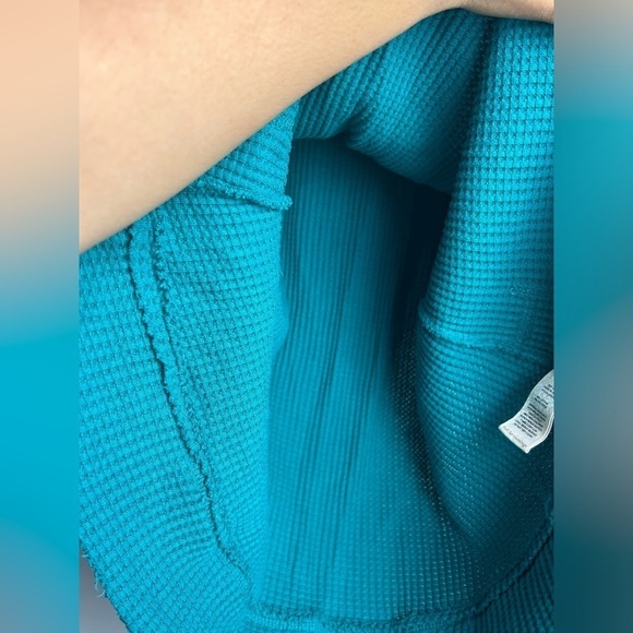 Soft SurroundingsBlueTeal Boho retro Thermal waffle knit Long Sleeve tunic top L - Picture 6 of 12